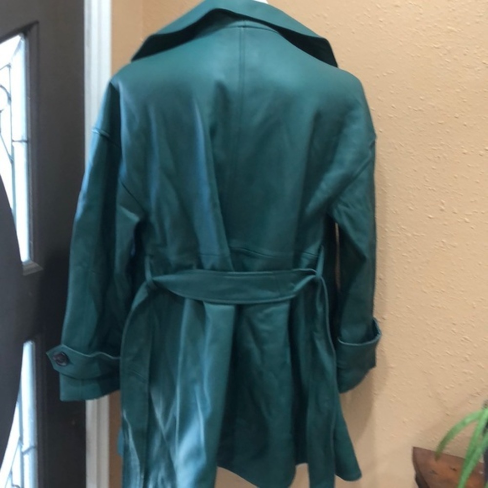 Forest Green Trench Coat - Classic Women's Outerwear - Picture 4 of 4